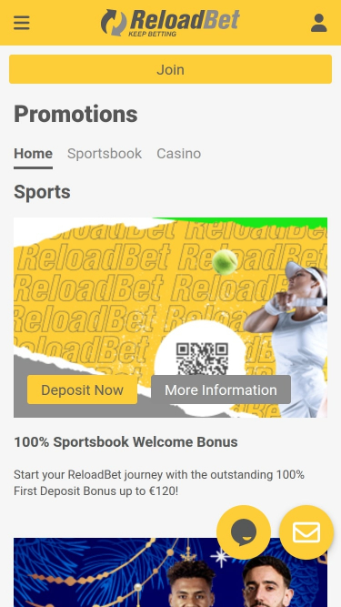 Promociones móviles del casino ReloadBet