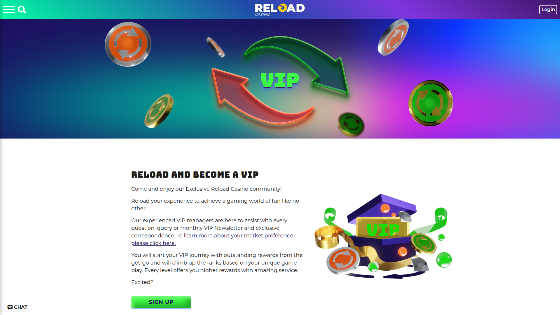 Reload Casino Desktop VIP Program