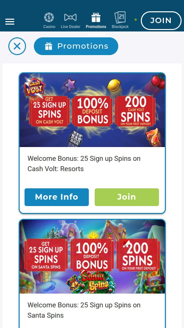 Promotions mobiles des casinos Resorts
