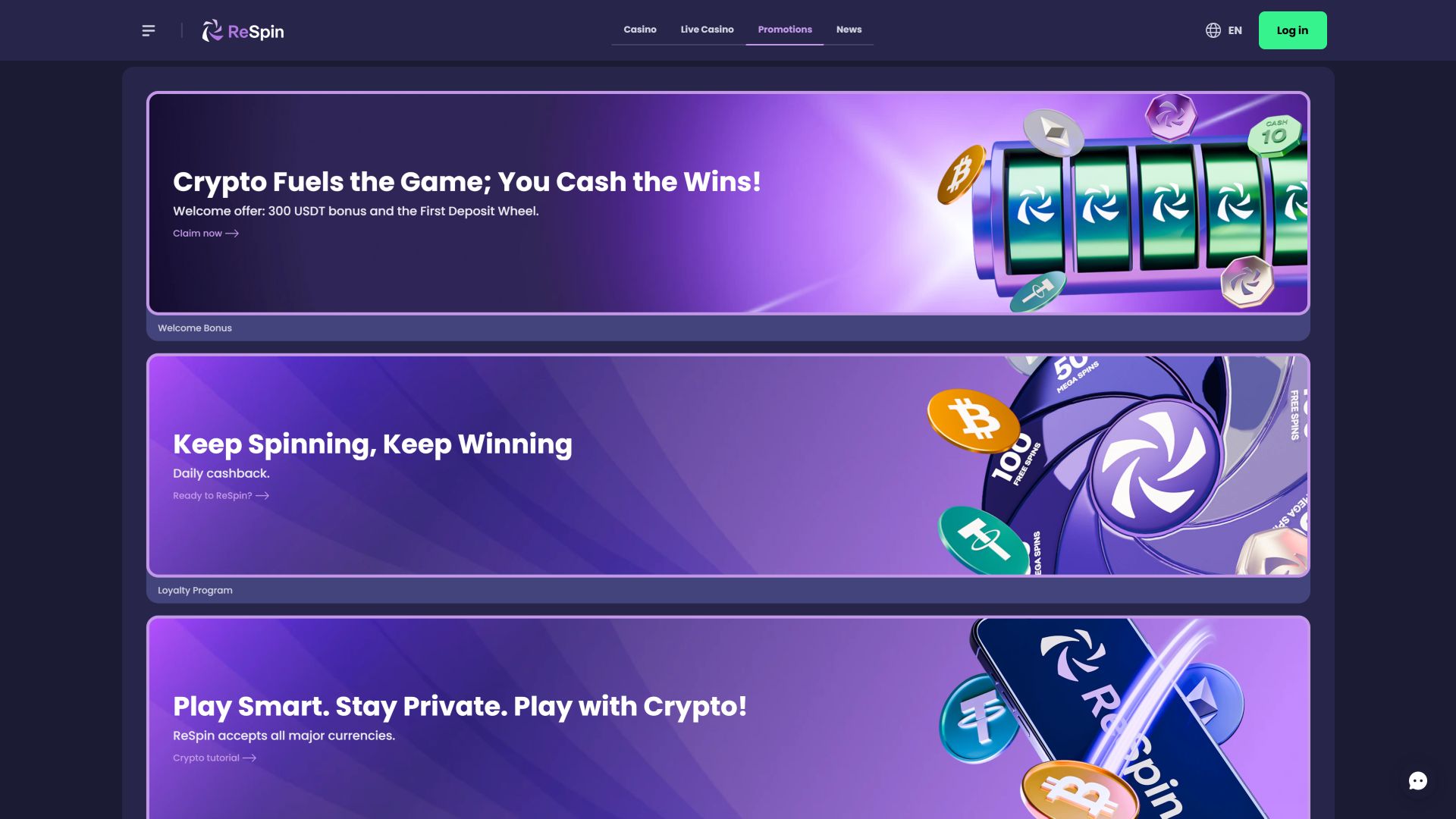 Promotions ReSpin Casino sur ordinateur