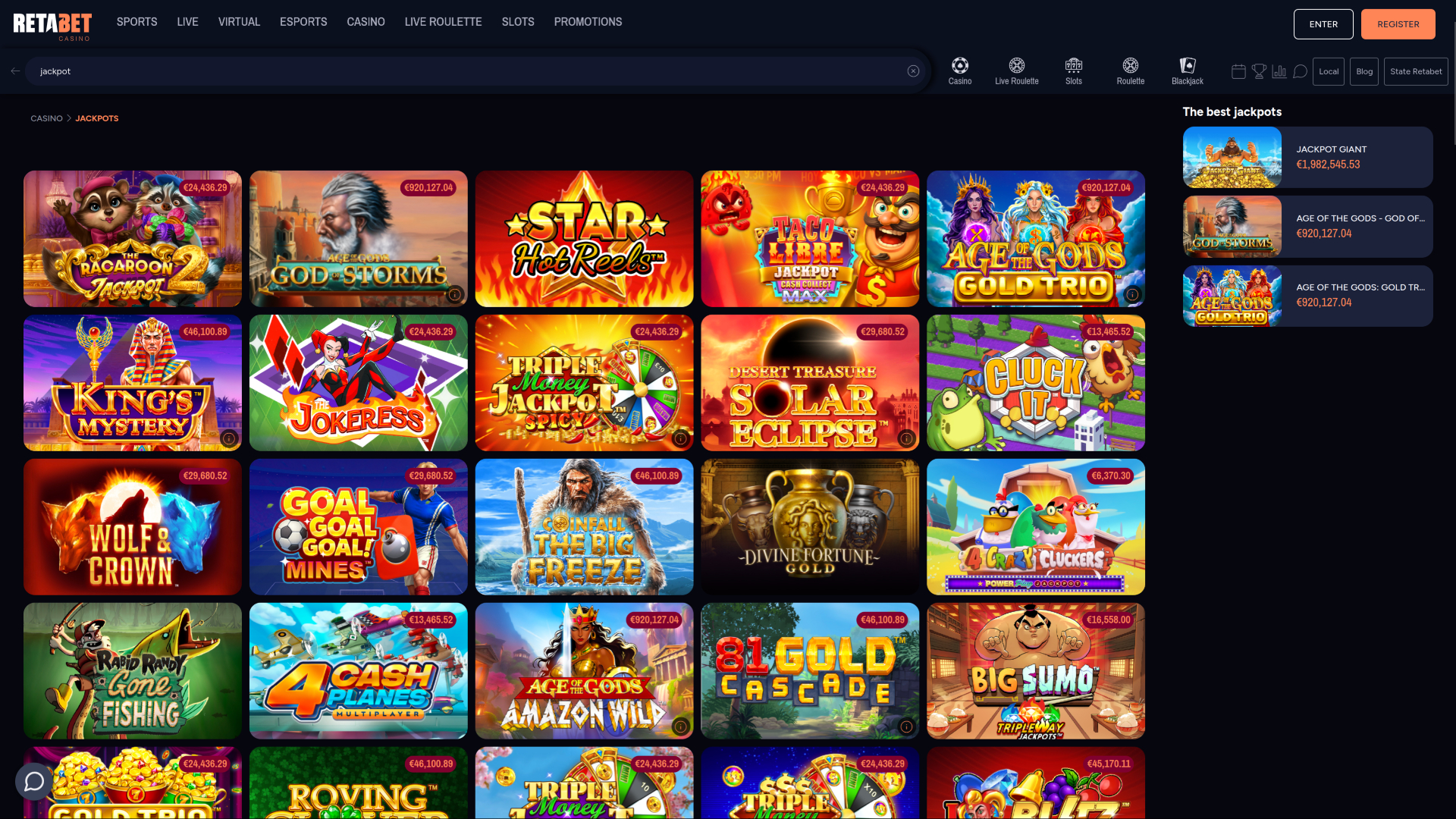RetaBet Desktop Jackpot