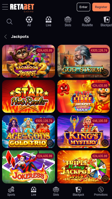 RetaBet Mobile Jackpot