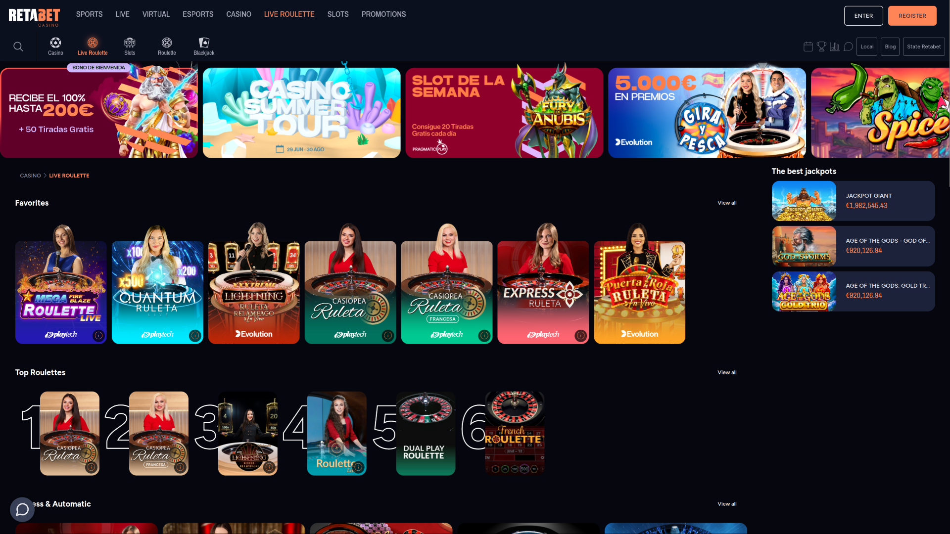 RetaBet Desktop Live Dealer