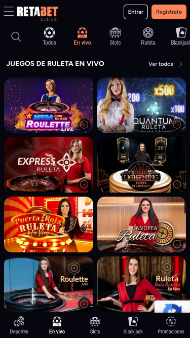 Croupier dal vivo mobile RetaBet