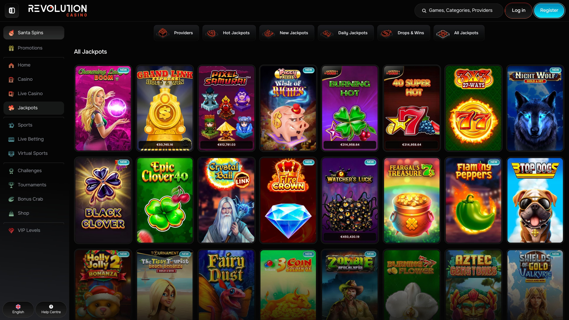 Revolution Casino Desktop Jackpot