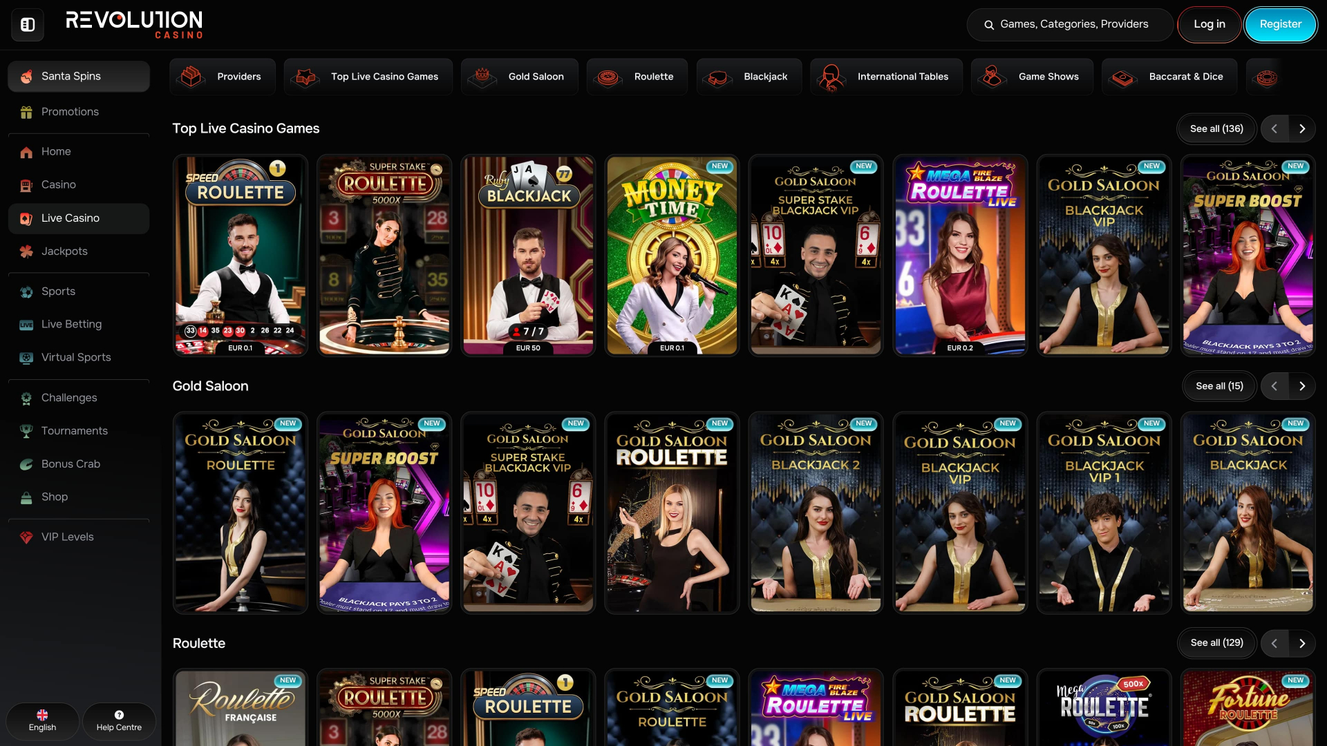 Revolution Casino Десктоп Живой Дилер