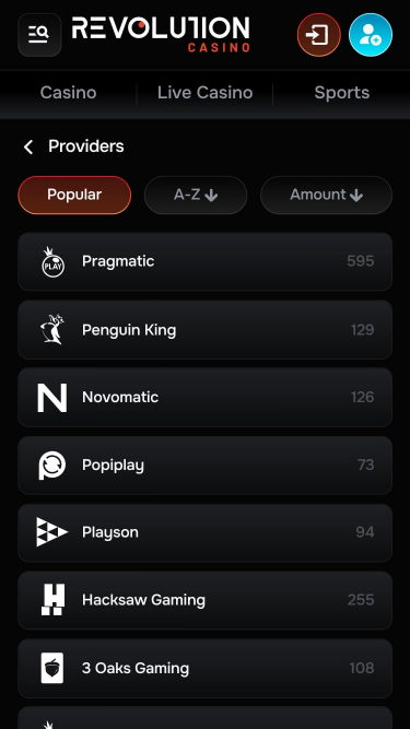 Разработчики мобильных игр для казино Revolution