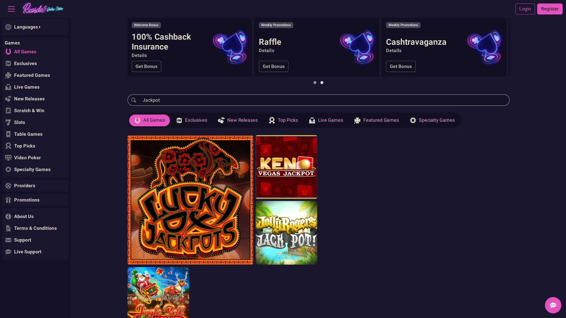 Jackpot de bureau du casino Ricardos