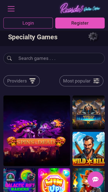 Jeux spéciaux mobiles du casino Ricardos