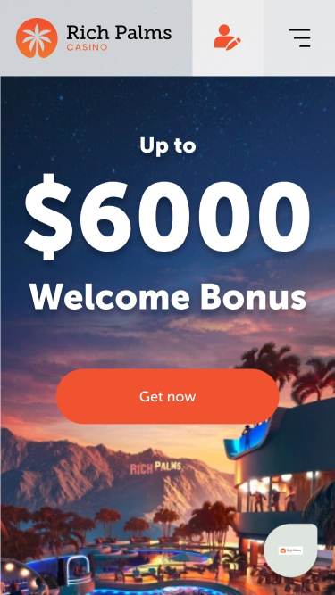 Page d'accueil mobile du casino Rich Palms