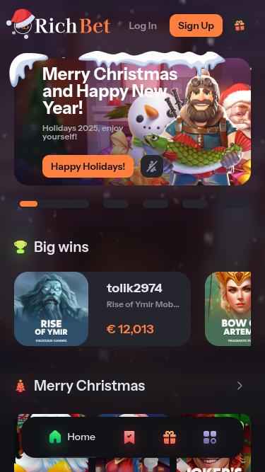 Página de inicio del casino RichBet Móvil