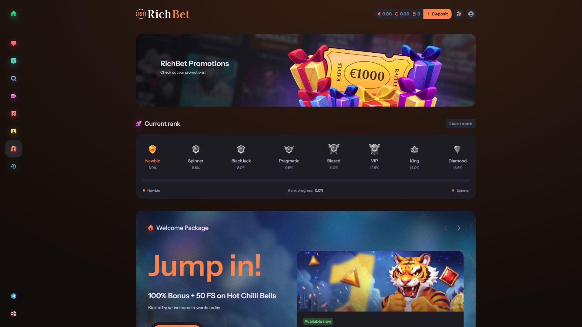 Promotions RichBet Casino sur ordinateur