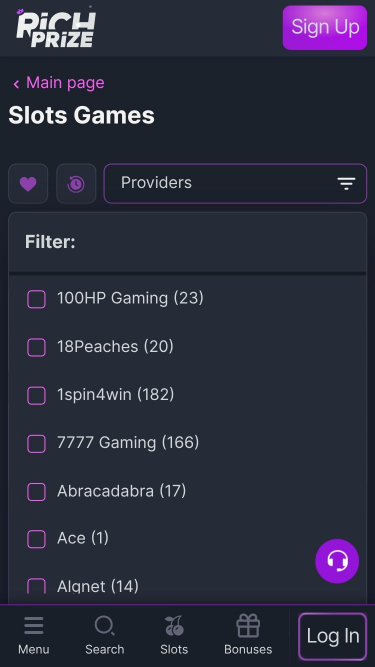 Desarrolladores de juegos móviles de RichPrize Casino