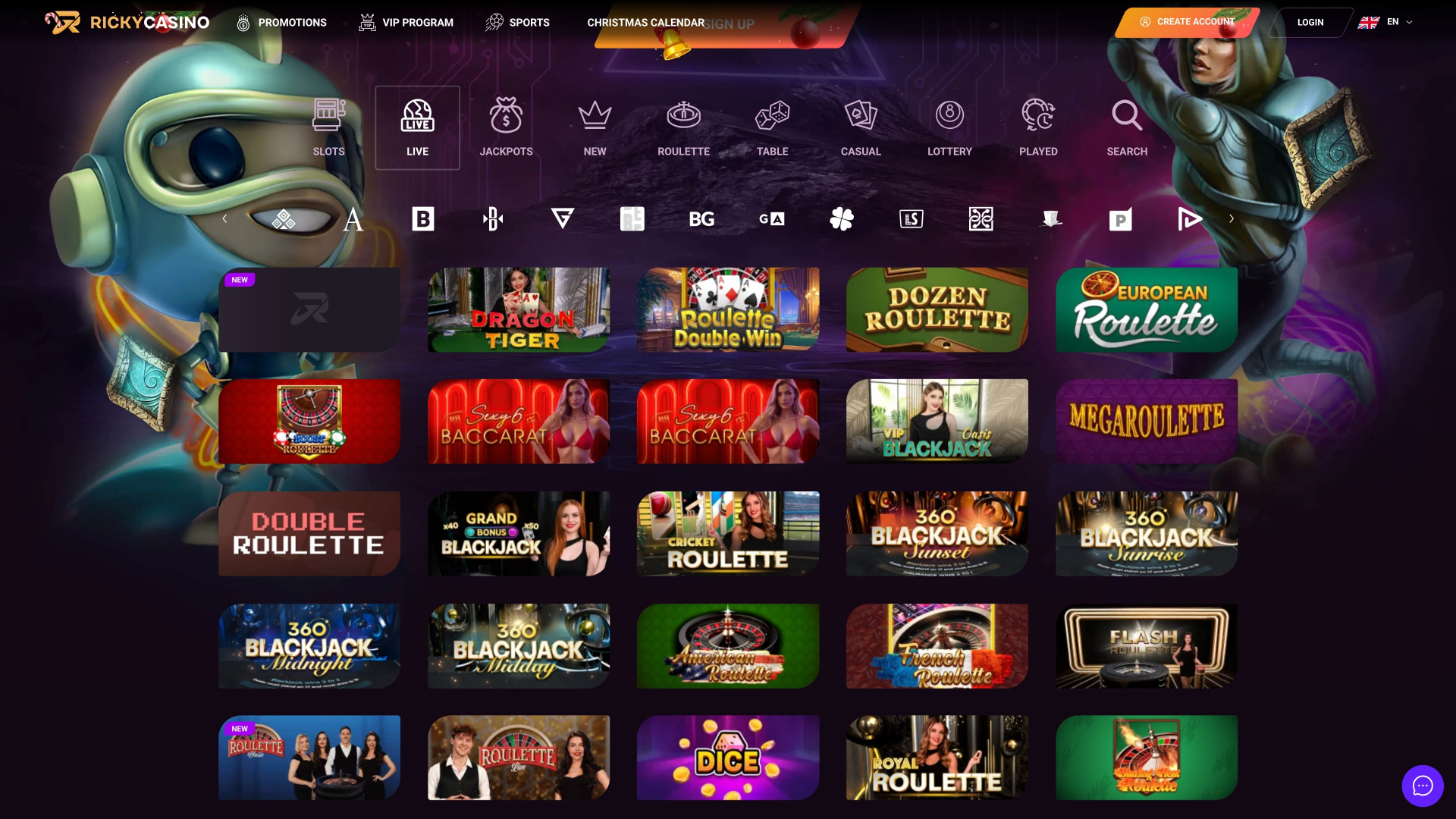 Ricky Casino, croupier en direct sur ordinateur