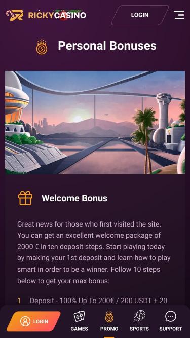 Promotions mobiles de Ricky Casino