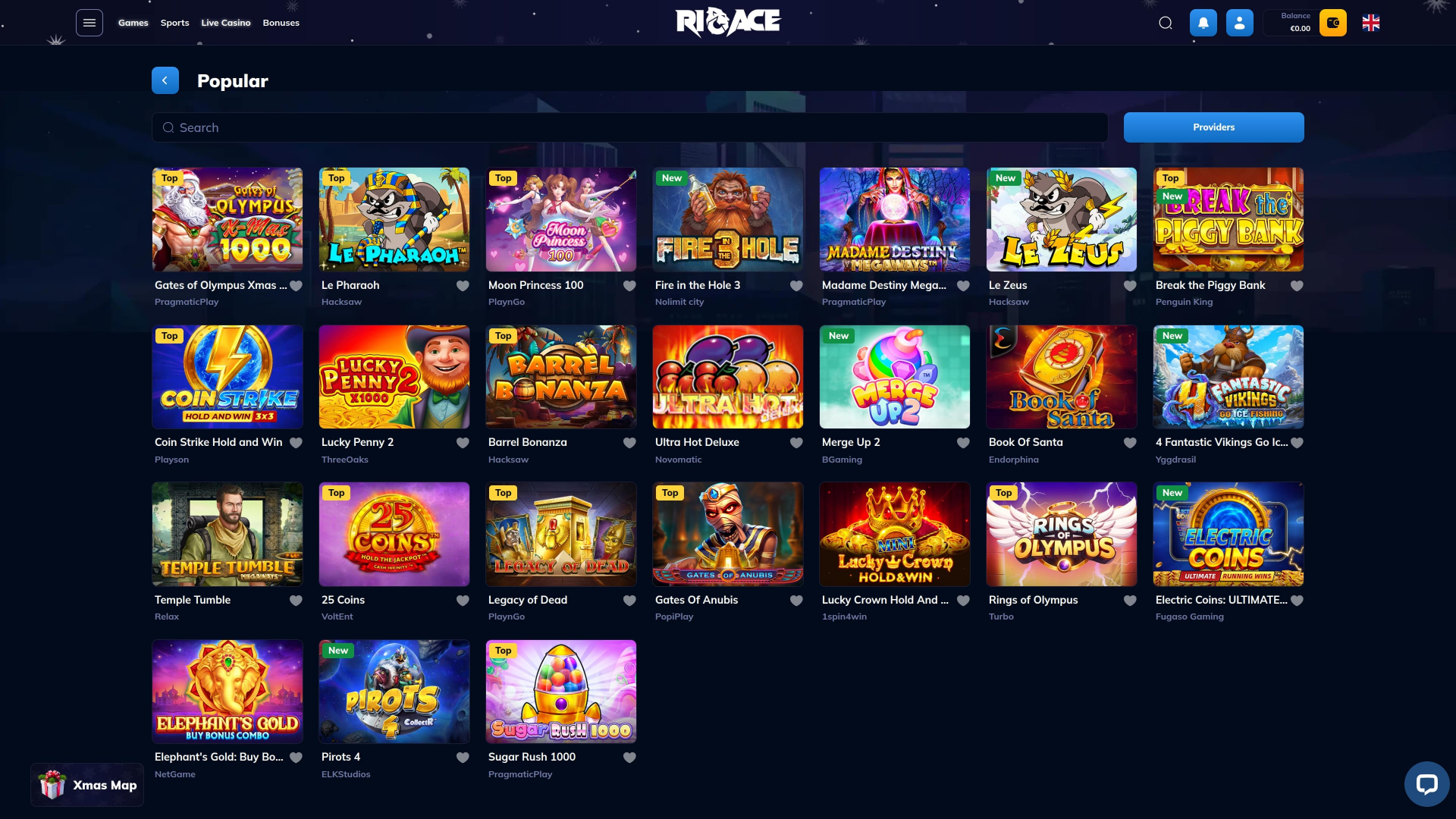 Jeux de casino Rioace sur ordinateur