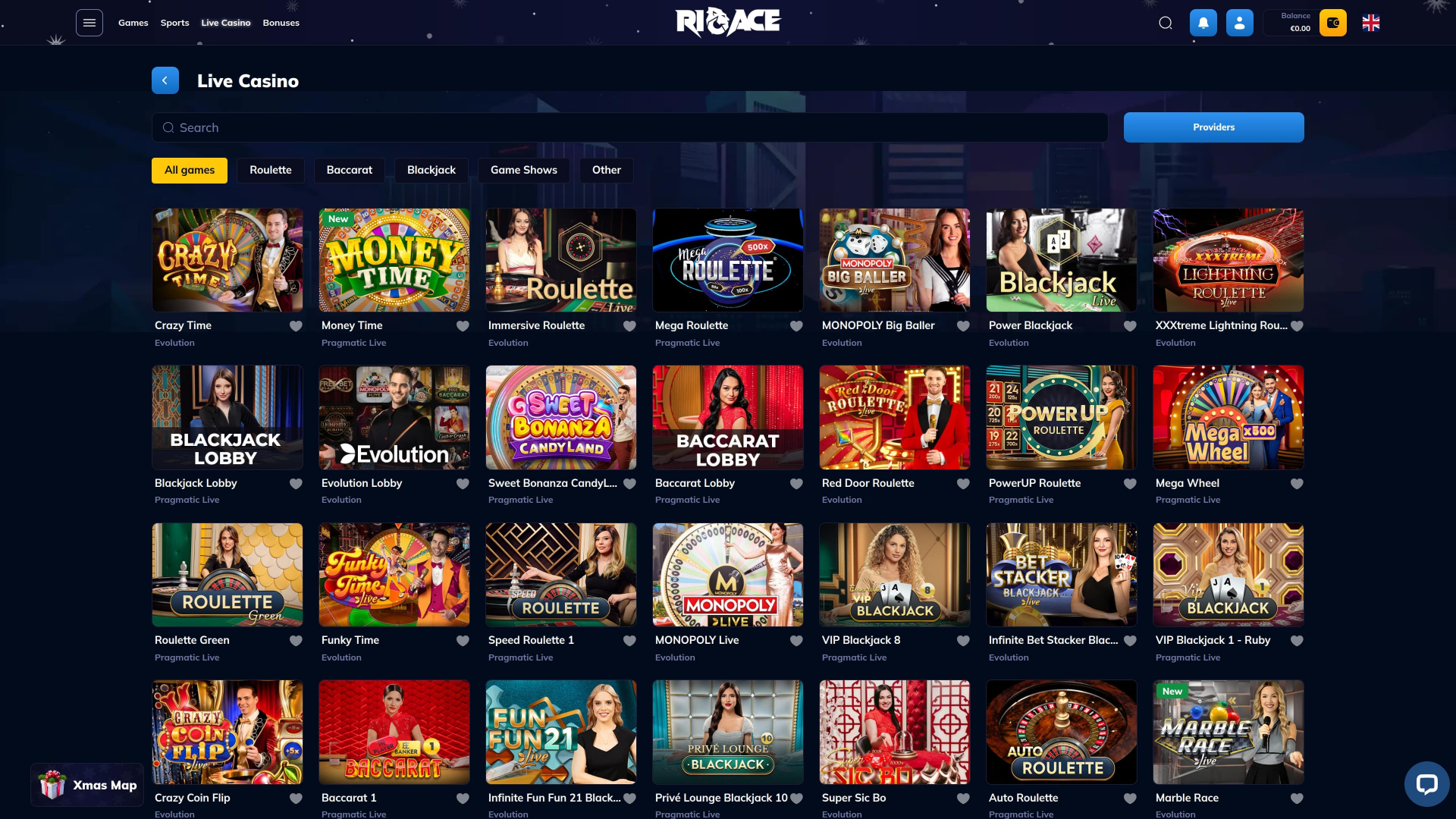 Casino Rioace sur ordinateur avec croupier en direct