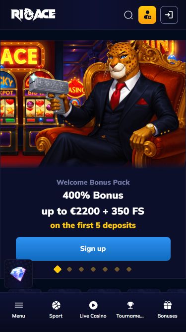 Rioace Casino Mobile Homepage