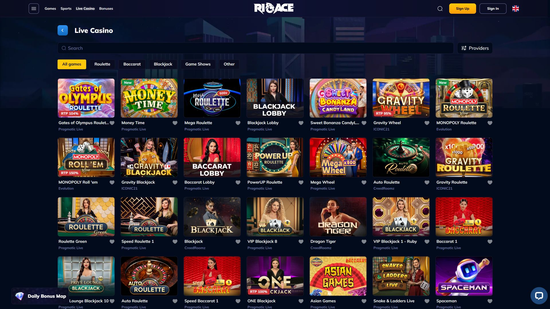 Rioace Casino Desktop Live Dealer