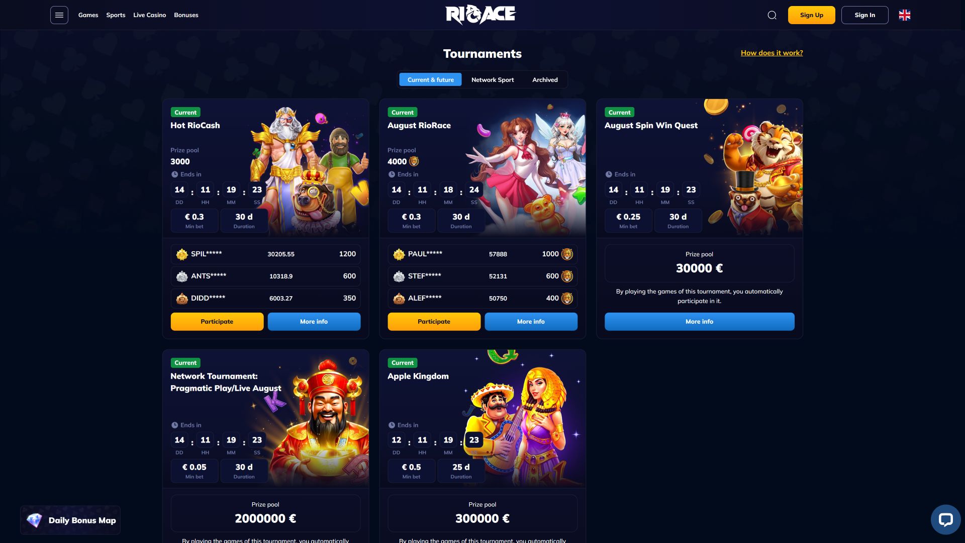 Rioace Casino Desktop Tournaments