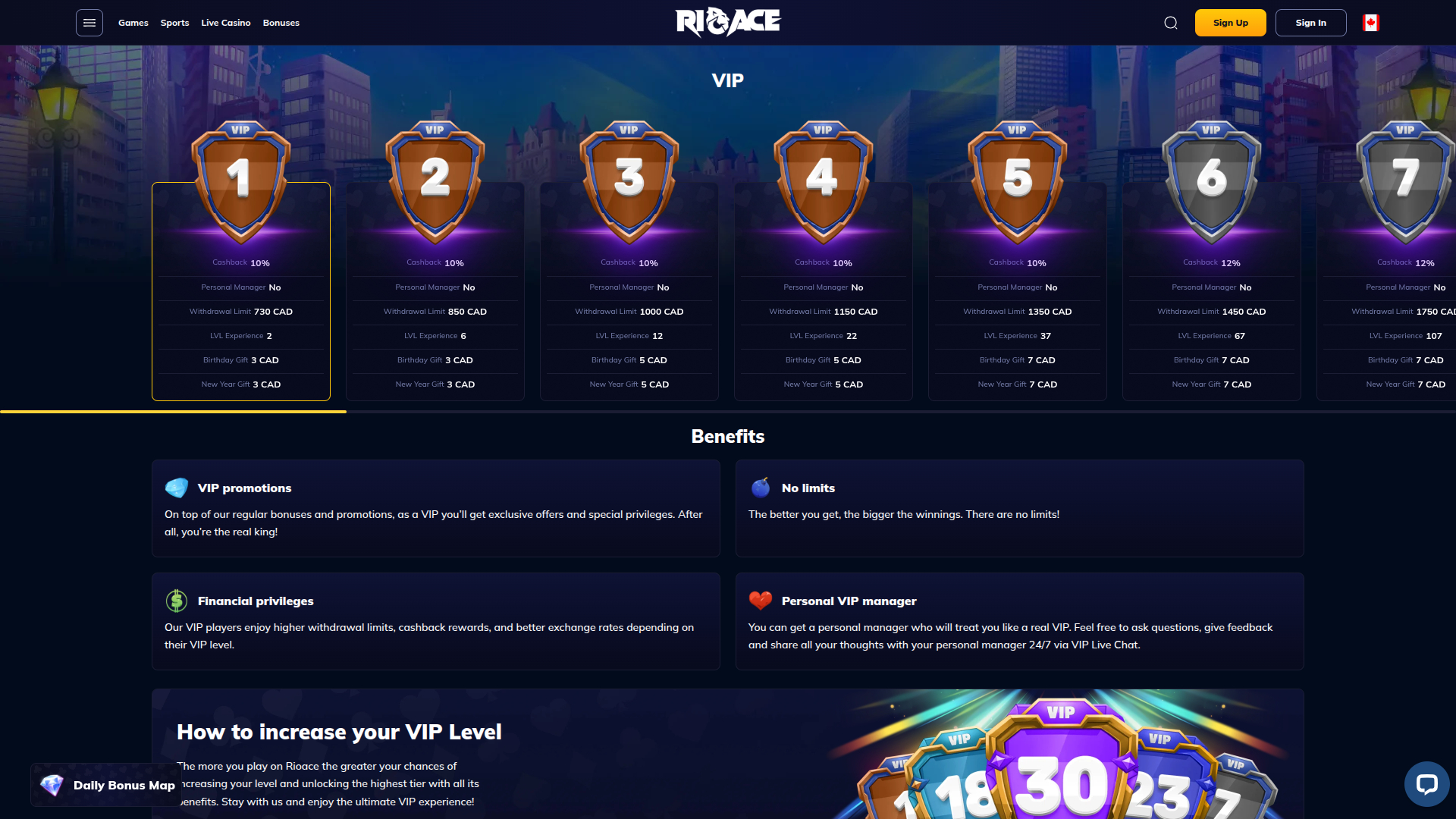 Programme VIP de bureau du casino Rioace