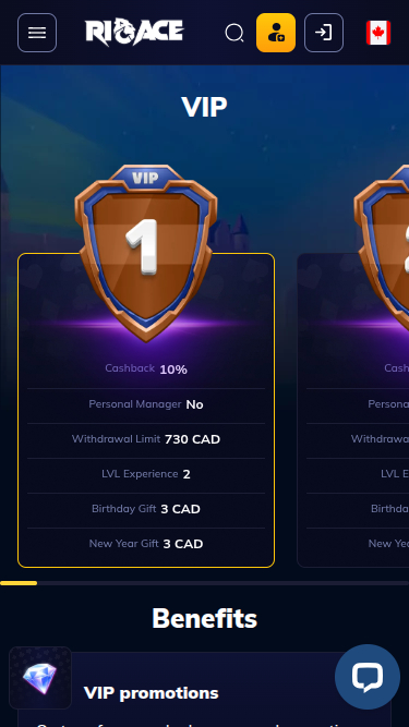 Programme VIP mobile du casino Rioace