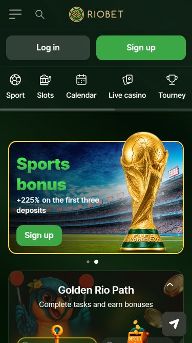 Главная страница мобильного приложения казино RioBet
