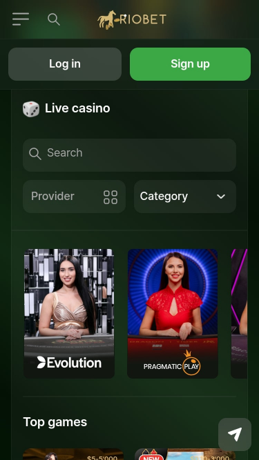 Casino mobile RioBet avec croupier en direct