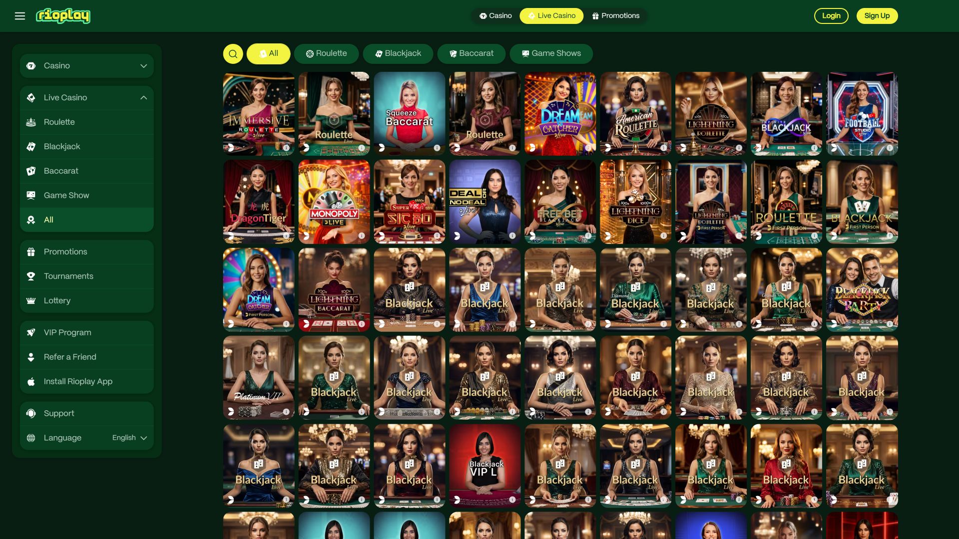 Casino Rioplay pour ordinateur avec croupier en direct