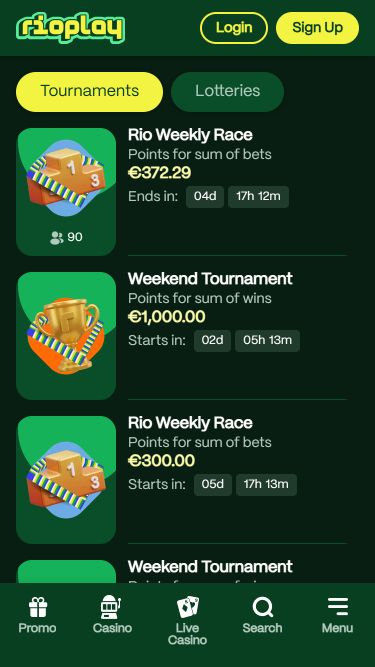 Tournois mobiles du casino Rioplay