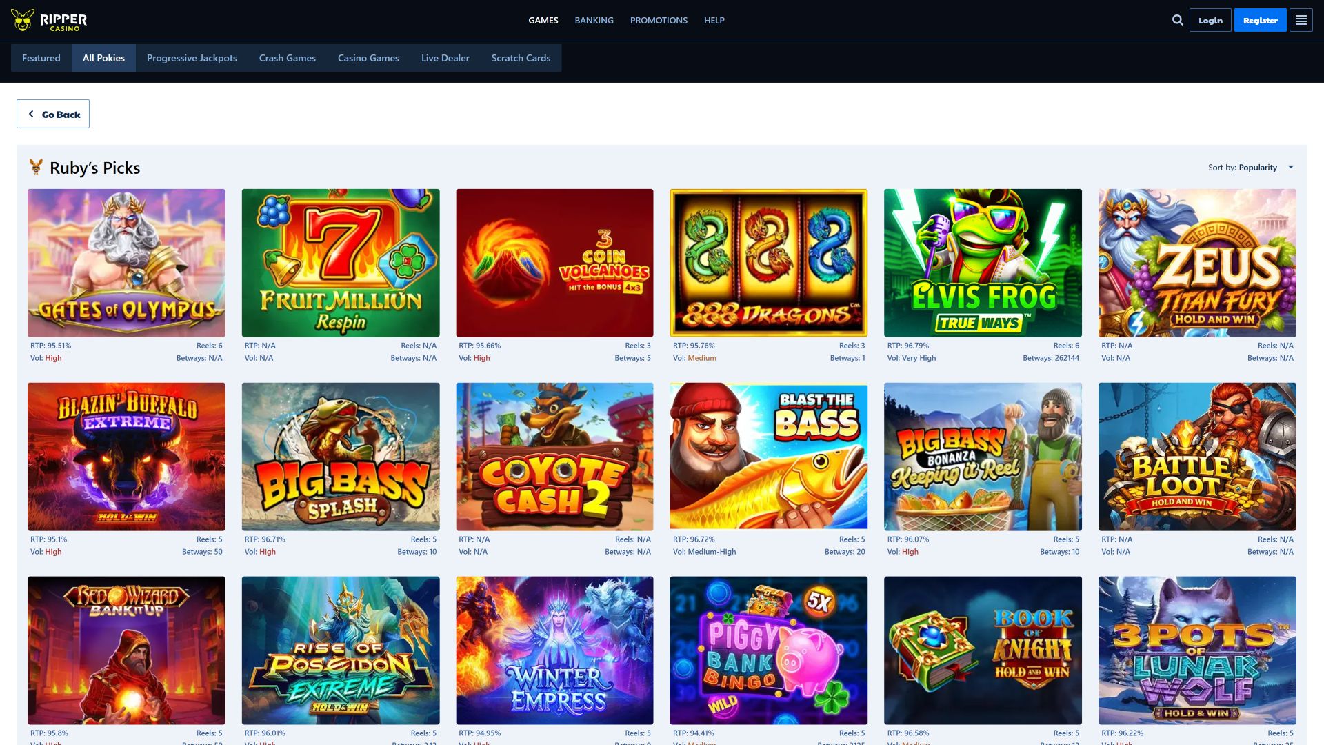Ripper Casino Desktop Games