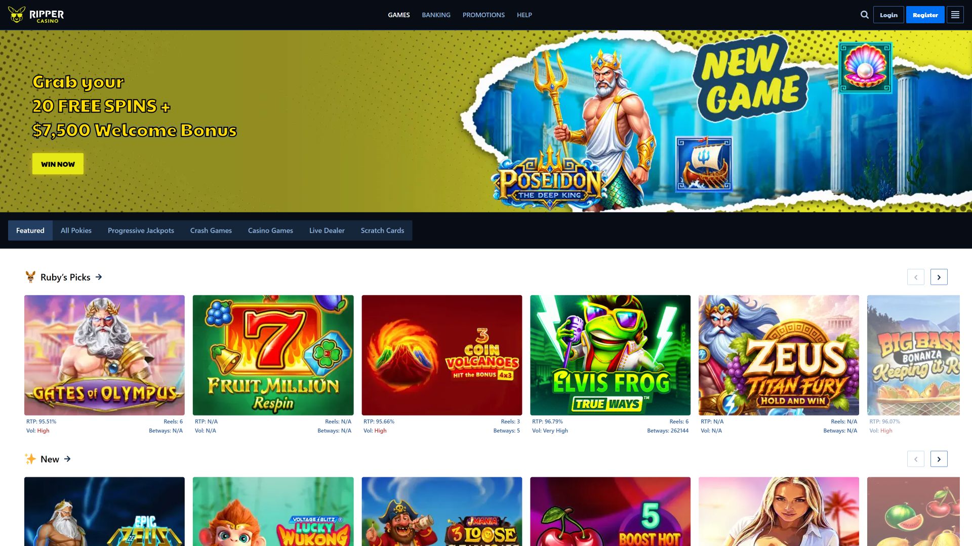 Ripper Casino Desktop Homepage