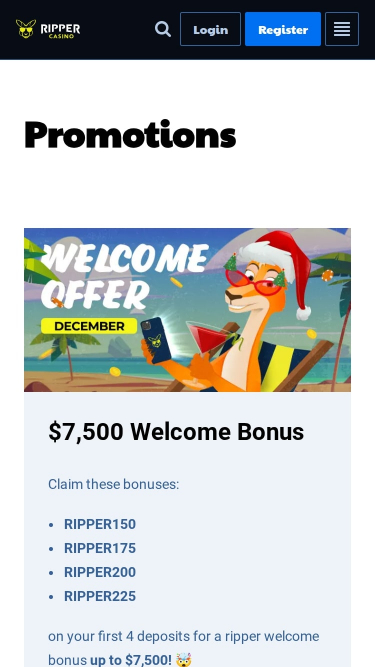 Ripper Casino Mobile Promotions