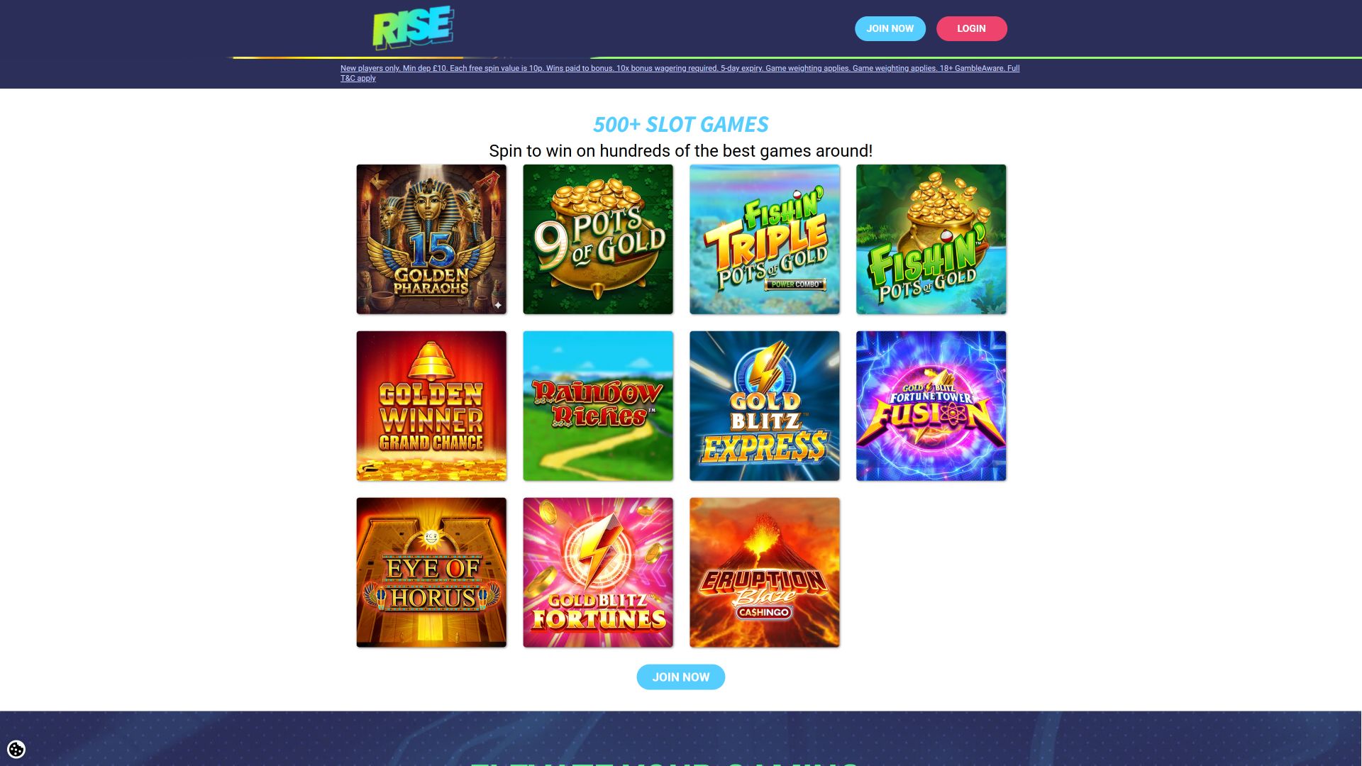 Rise Casino Desktop Games