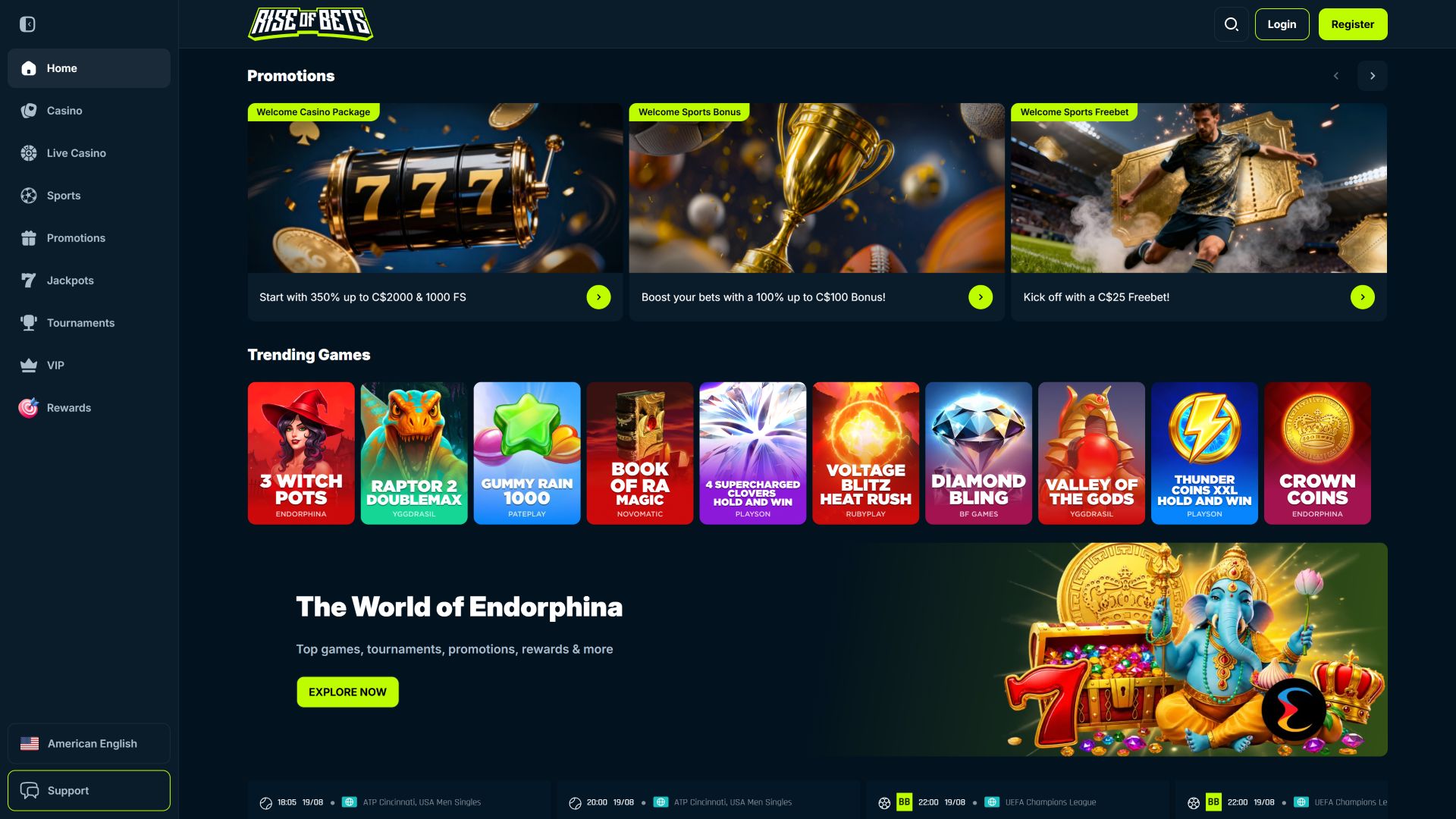 Rise of Bets Casino Desktop-Startseite