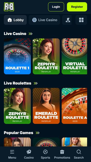 Live-Dealer von Rise of Bets Casino Mobil