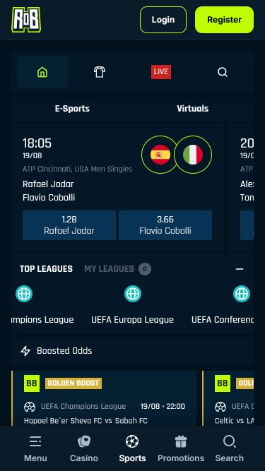 Sport von Rise of Bets Casino Mobil
