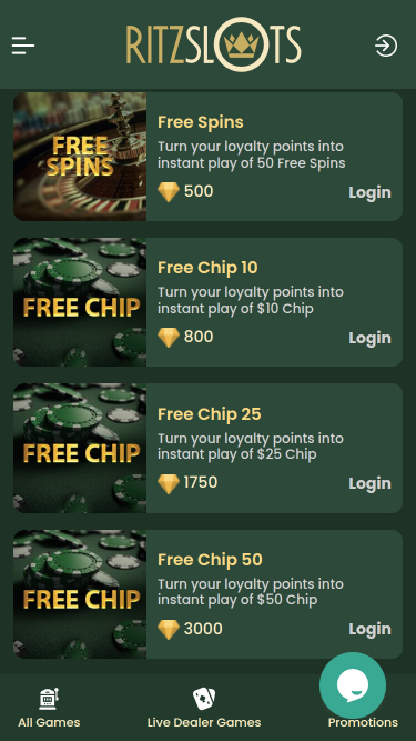 Ritz Slots Casino Mobile Shop