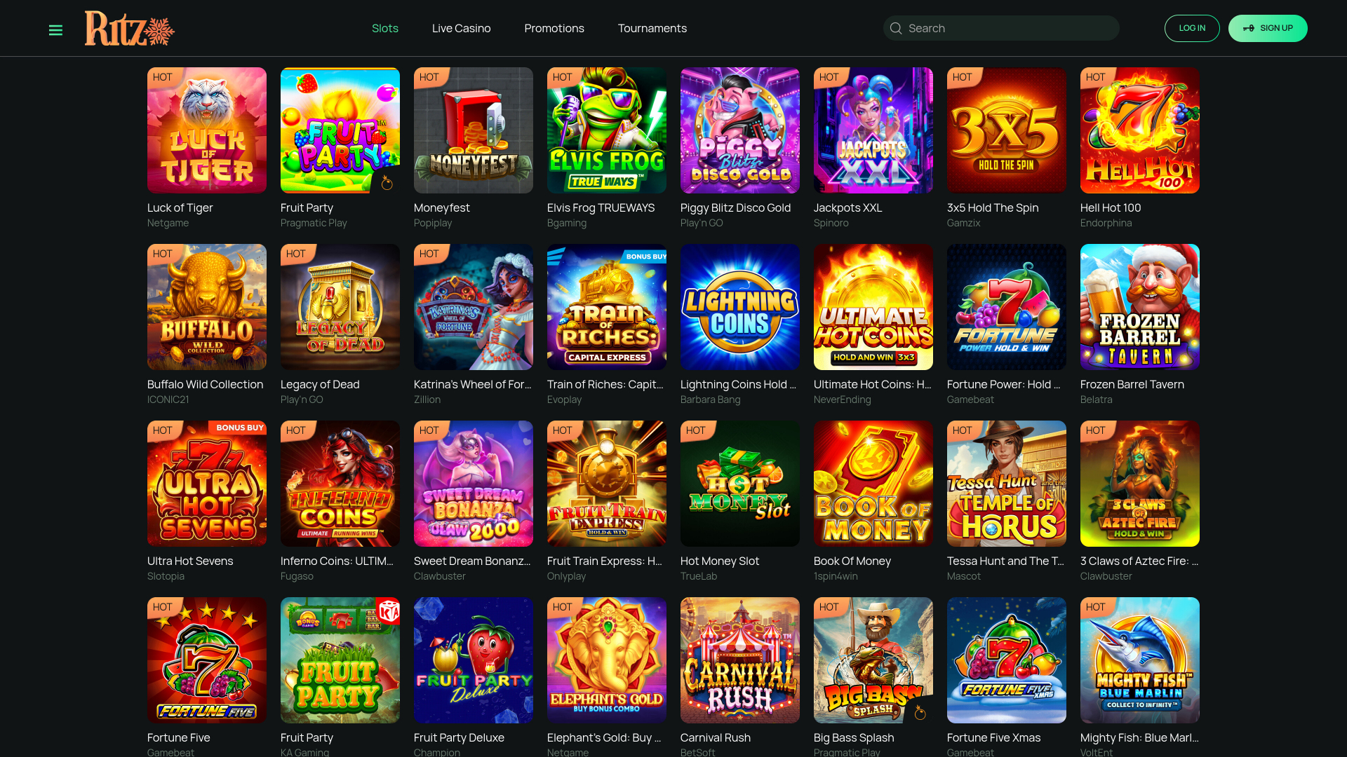 Jeux de casino Ritzo sur ordinateur