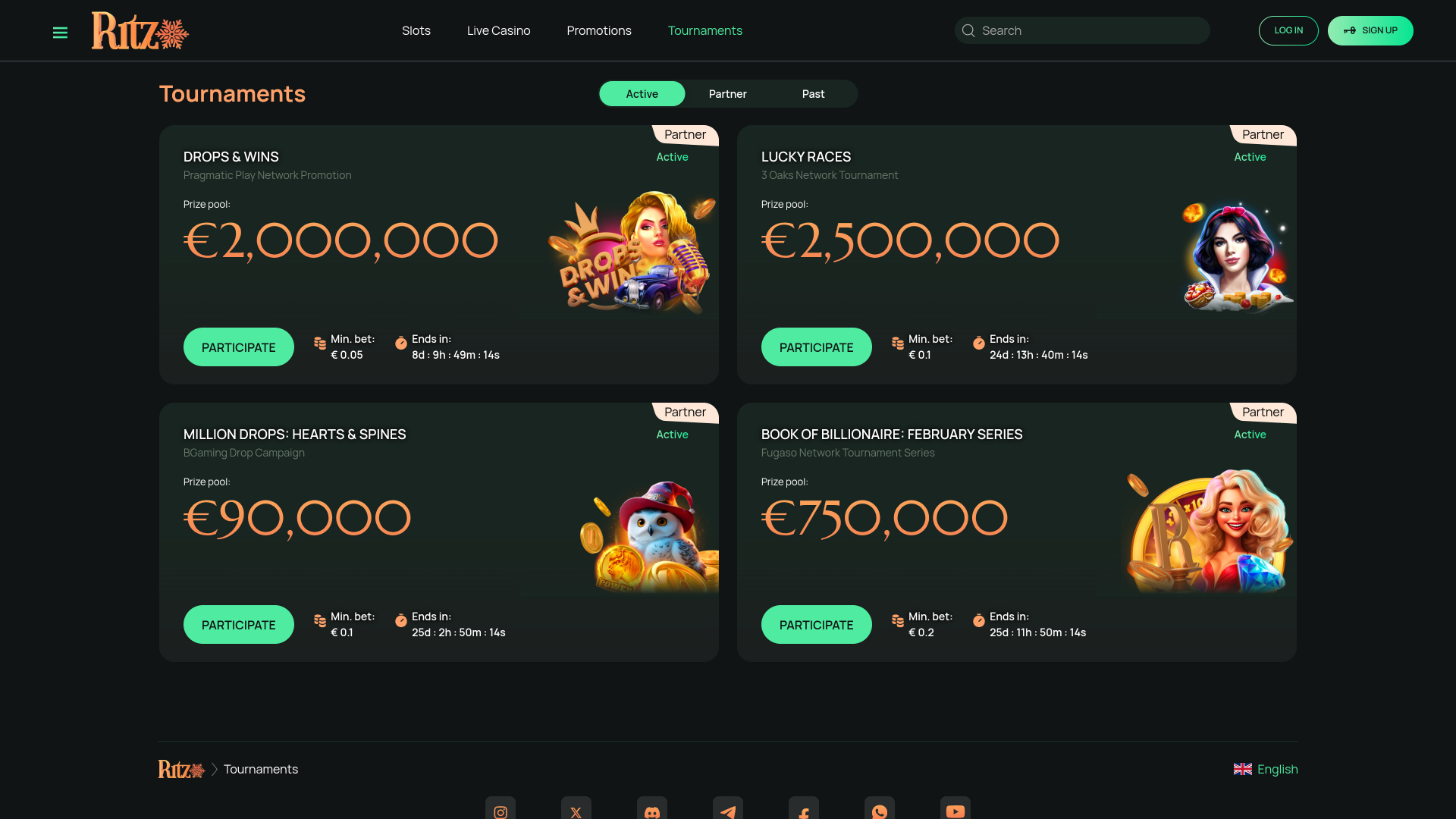 Tournois sur ordinateur du casino Ritzo