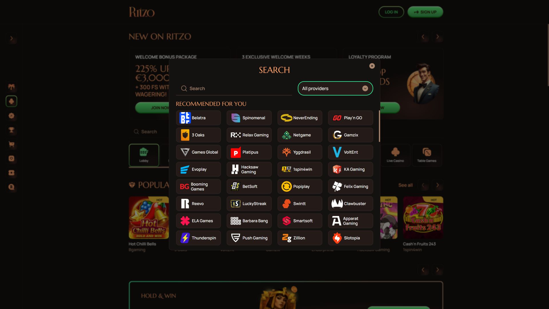 Développeurs du jeu de casino Ritzo pour ordinateur