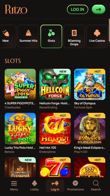 Jeux mobiles de casino Ritzo
