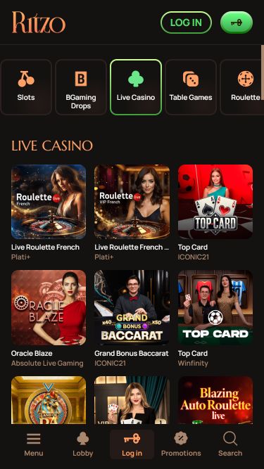 Ritzo Casino Mobile Croupier en direct