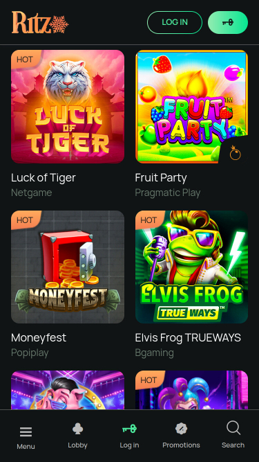 Jeux mobiles de casino Ritzo