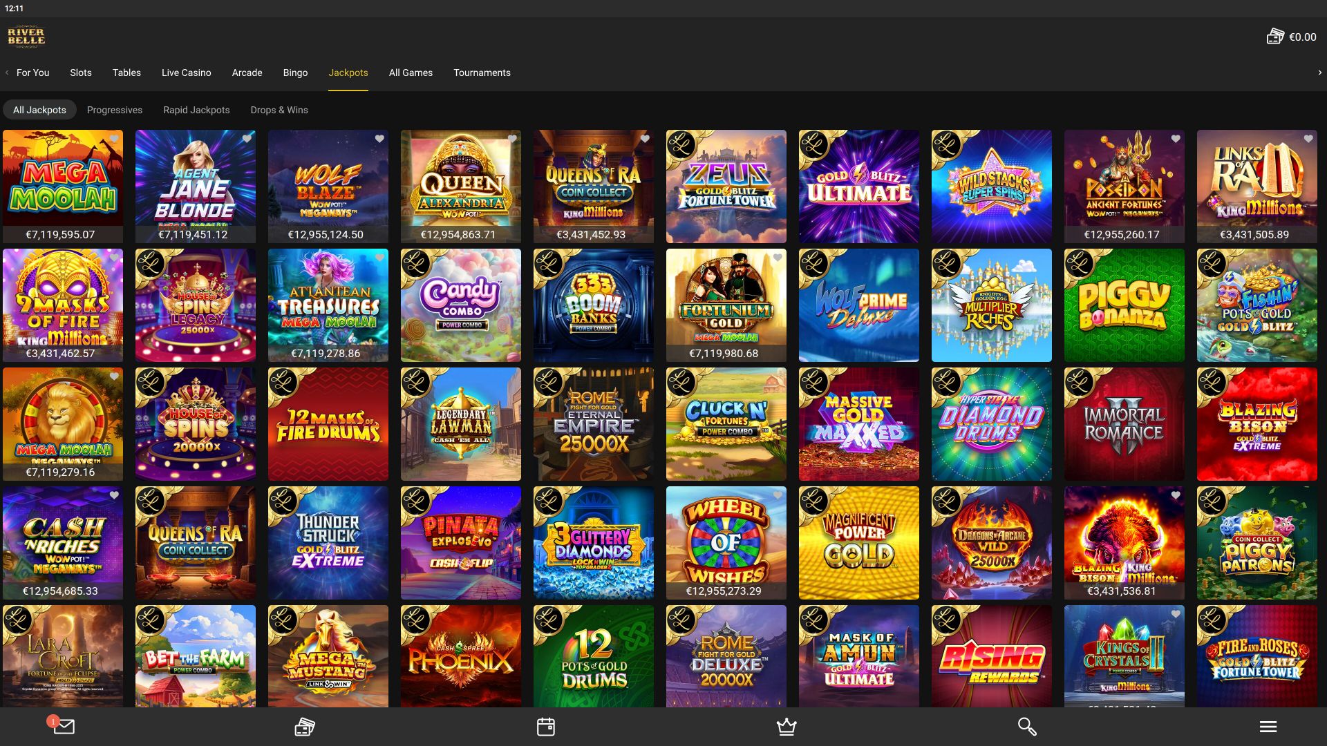 Jackpot de bureau du casino Riverbelle