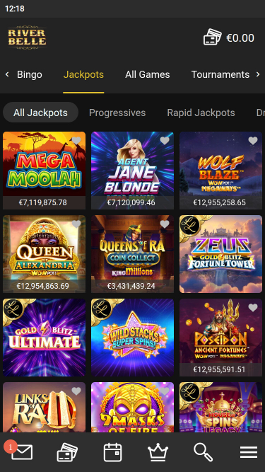 Jackpot mobile du casino Riverbelle