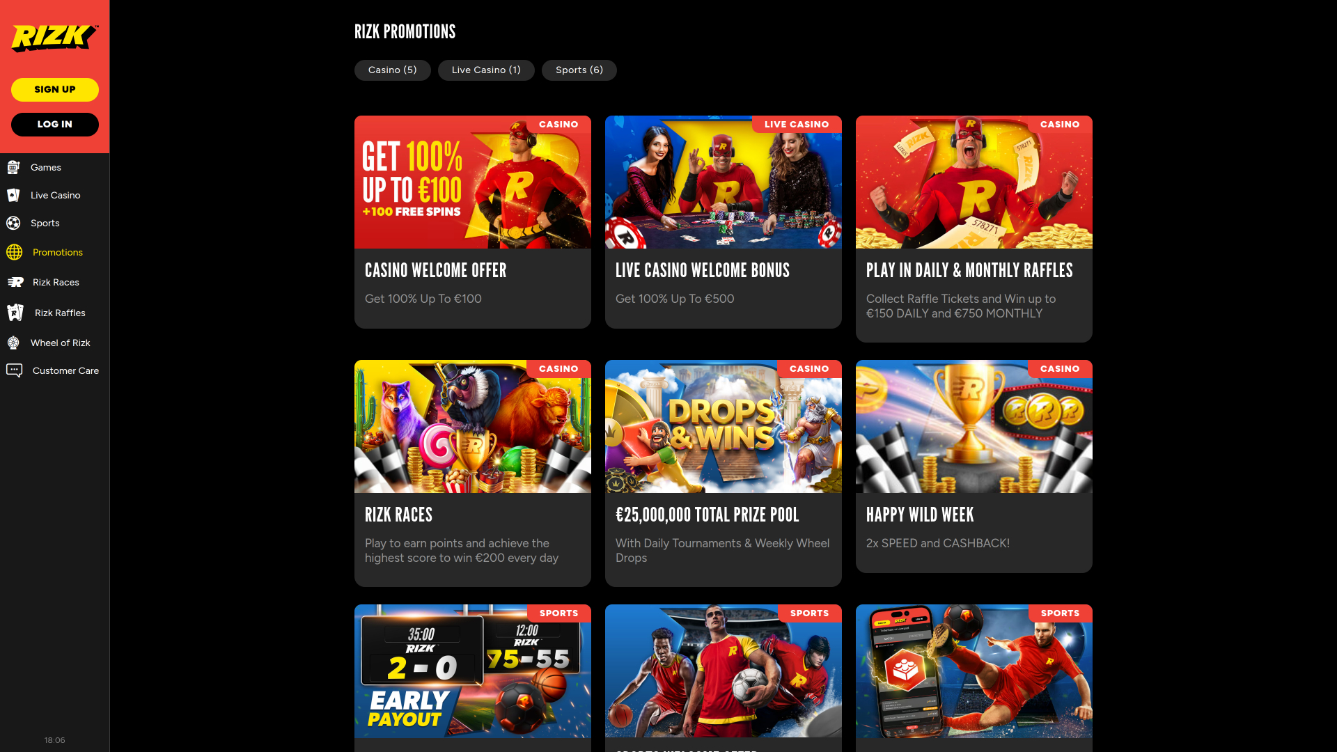 Promotions Rizk Casino sur ordinateur