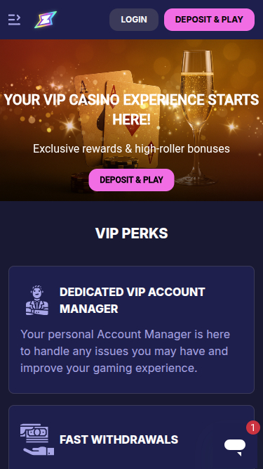 VIP-Screenshot von Rizzio.io Casino für Mobilgeräte