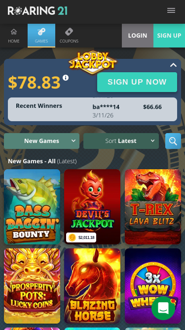 Jeux mobiles de casino Roaring 21