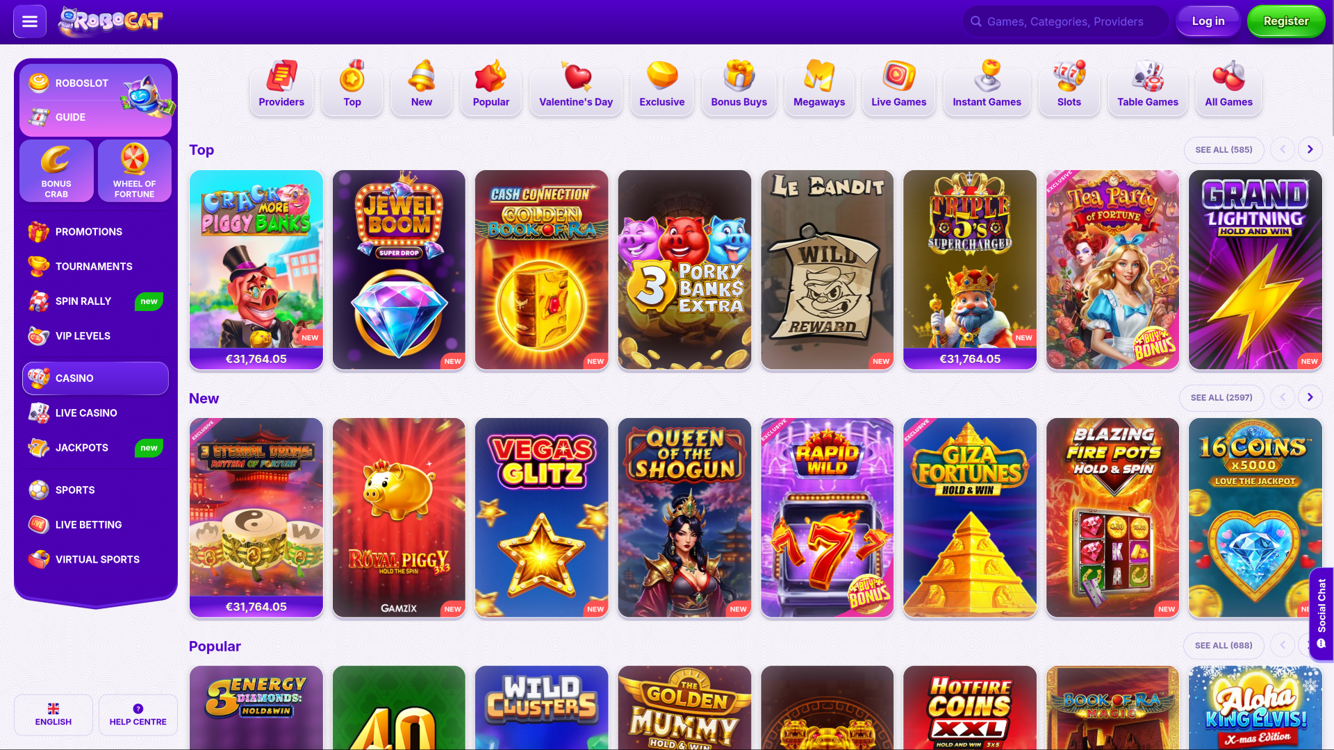 Jeux de casino Robocat pour ordinateur